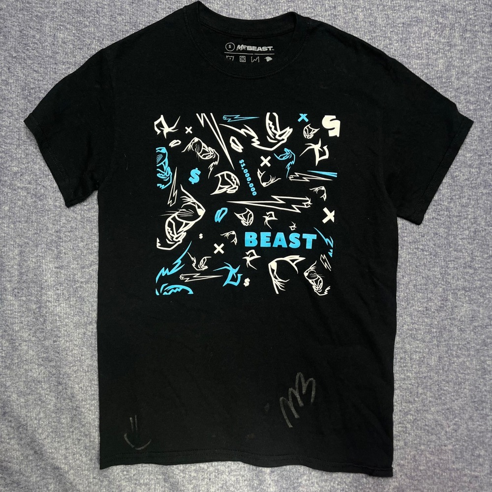 MrBeast Graphic Print Black Short Sleeve T-Shirt Women's Size Small‎
